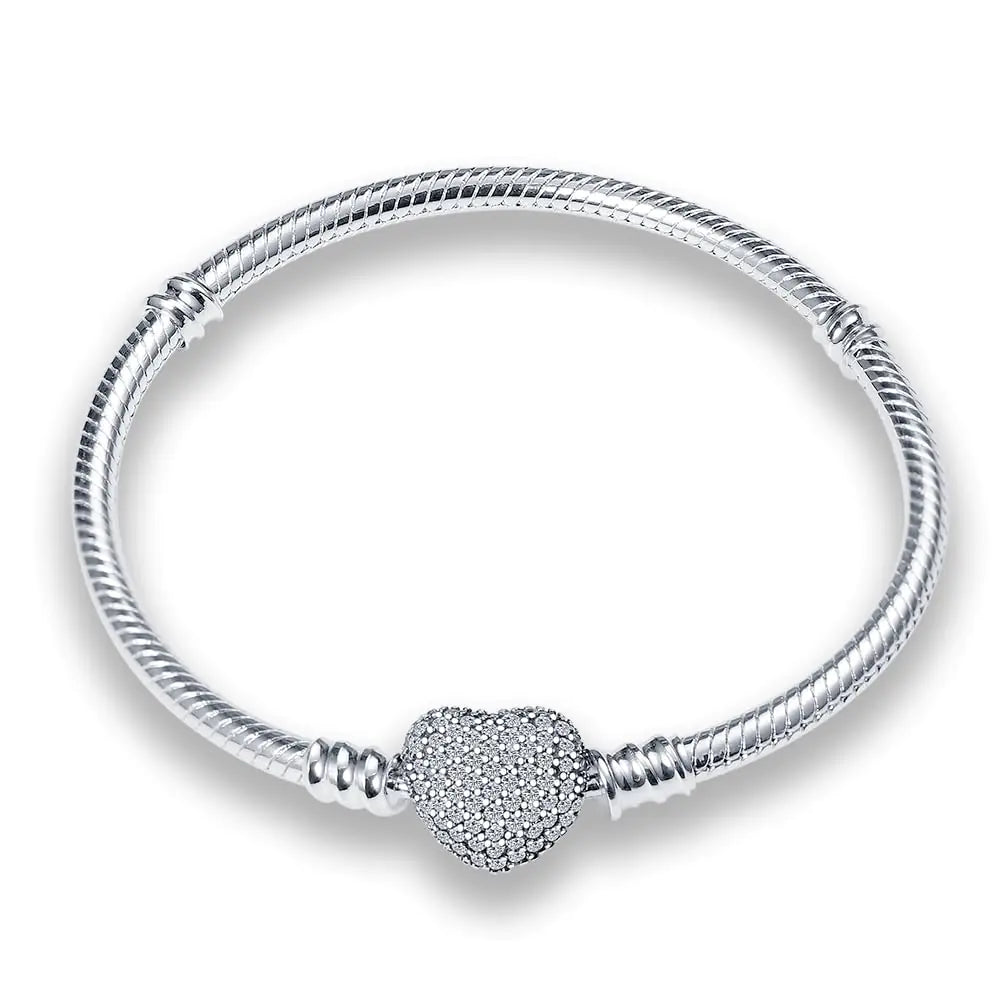 Heart Clasp Sterling Silver Bracelet